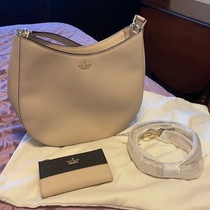 Kate Spade blush colored shoulder bag with matching wallet.
